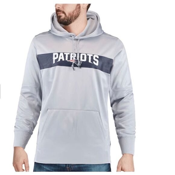New England Patriots Nike Gray Sideline Team Performance Pullover Hoodie - Picture 3 of 12